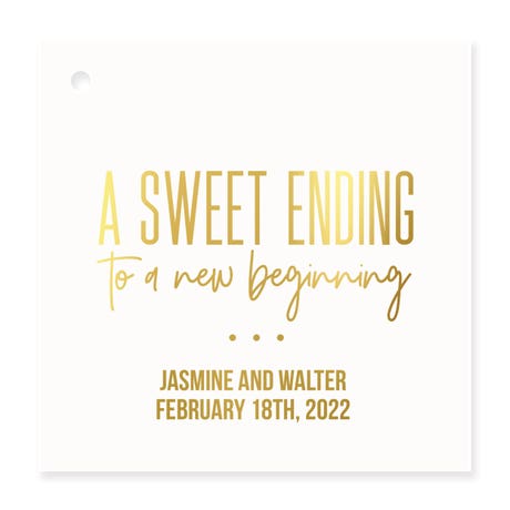 Personalized 2.5" Square Favor Tag - A Sweet Ending