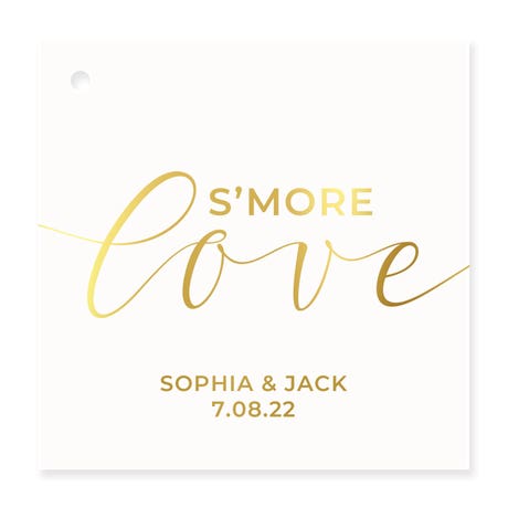 Personalized 2.5" Square Favor Tag - S'more Love