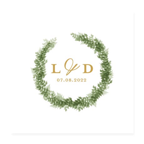 Personalized 3" Square Gift Sticker - Love Wreath Initial