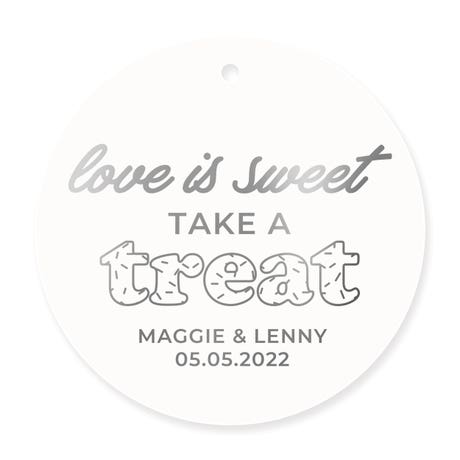Personalized 2.5" Round Favor Tag - Love is Sweet