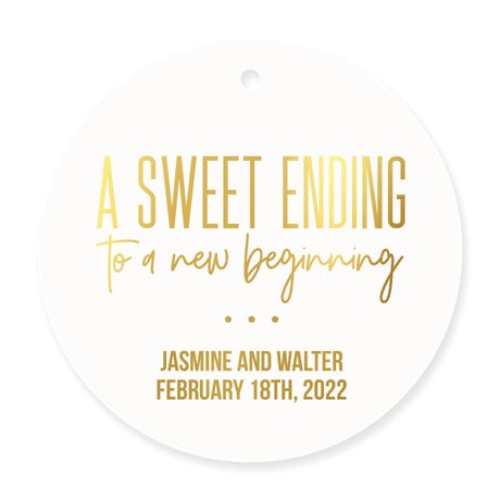 Personalized 2.5" Round Favor Tag - A Sweet Ending