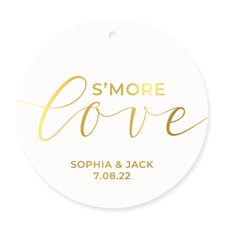 Personalized 2.5" Round Favor Tag - S'more Love