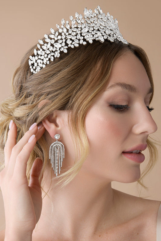 Genevieve-Pearls & Swarovski Chandelier Earrings With Pearls