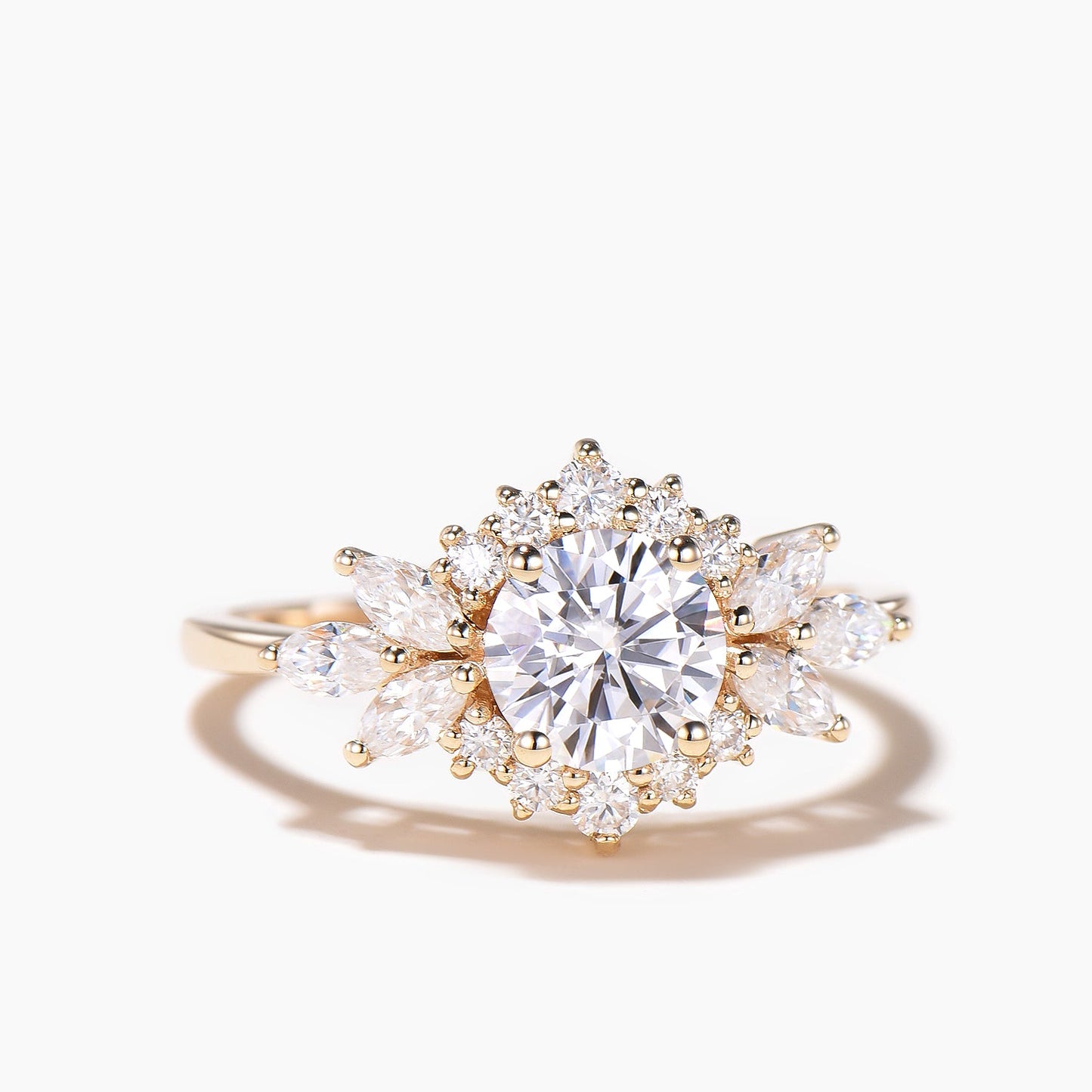 1ct Round Cut Moissanite Diamond Halo Cluster Engagement Ring Women