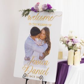 Custom Photo Shaped Acrylic Wedding Welcome Sign with Acrylic Names CS117