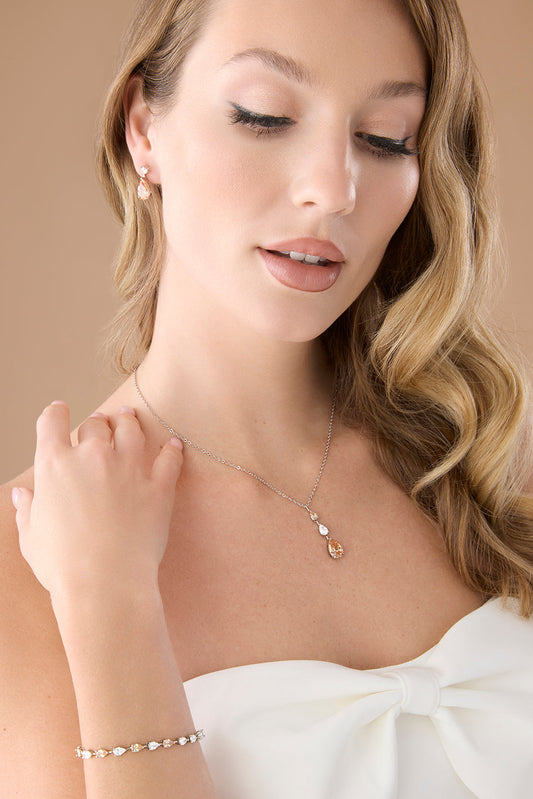 Dala-Gold Crystal Simulated Diamond Jewelry Set