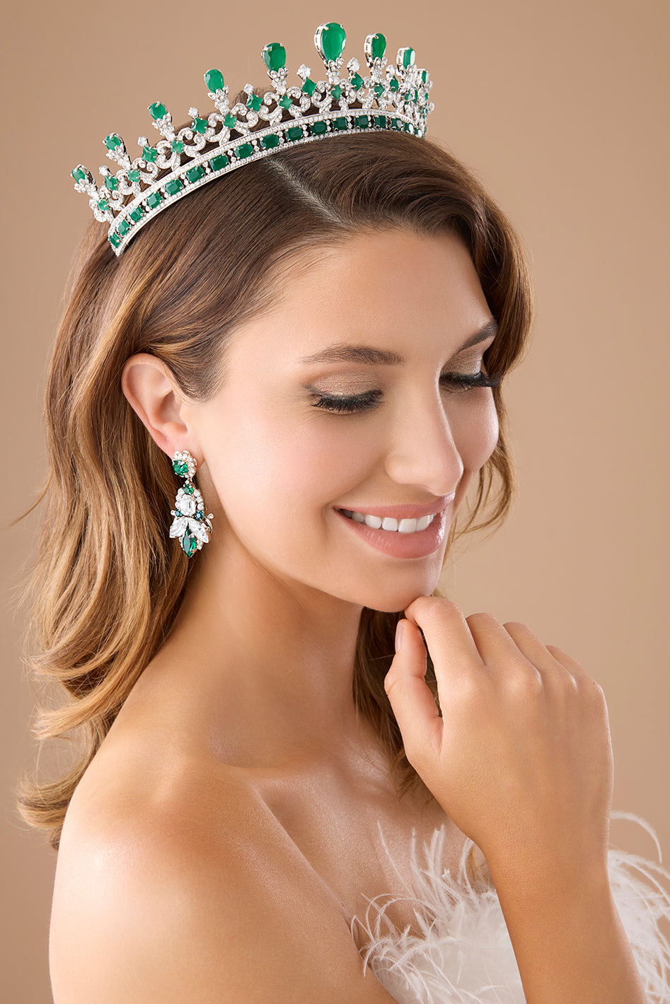 Majestic Emerald Green Swarovski Most Luxurious Royal Crown