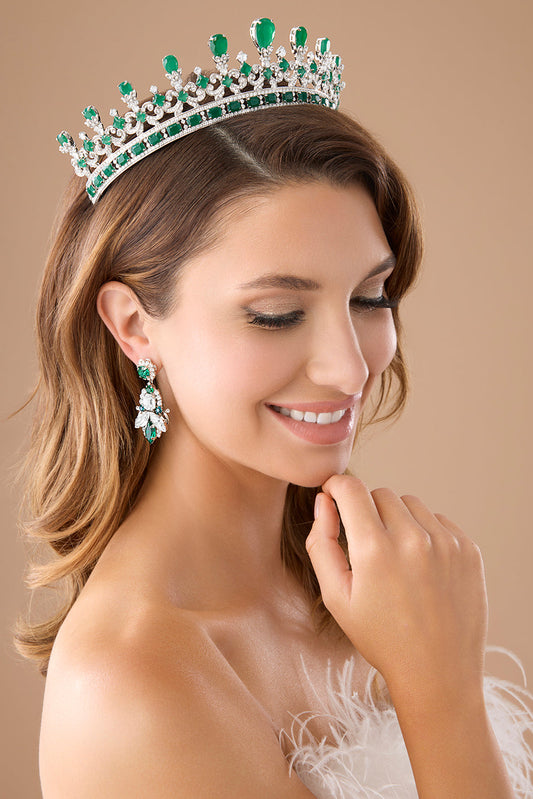 Majestic Emerald Green Swarovski Most Luxurious Royal Crown