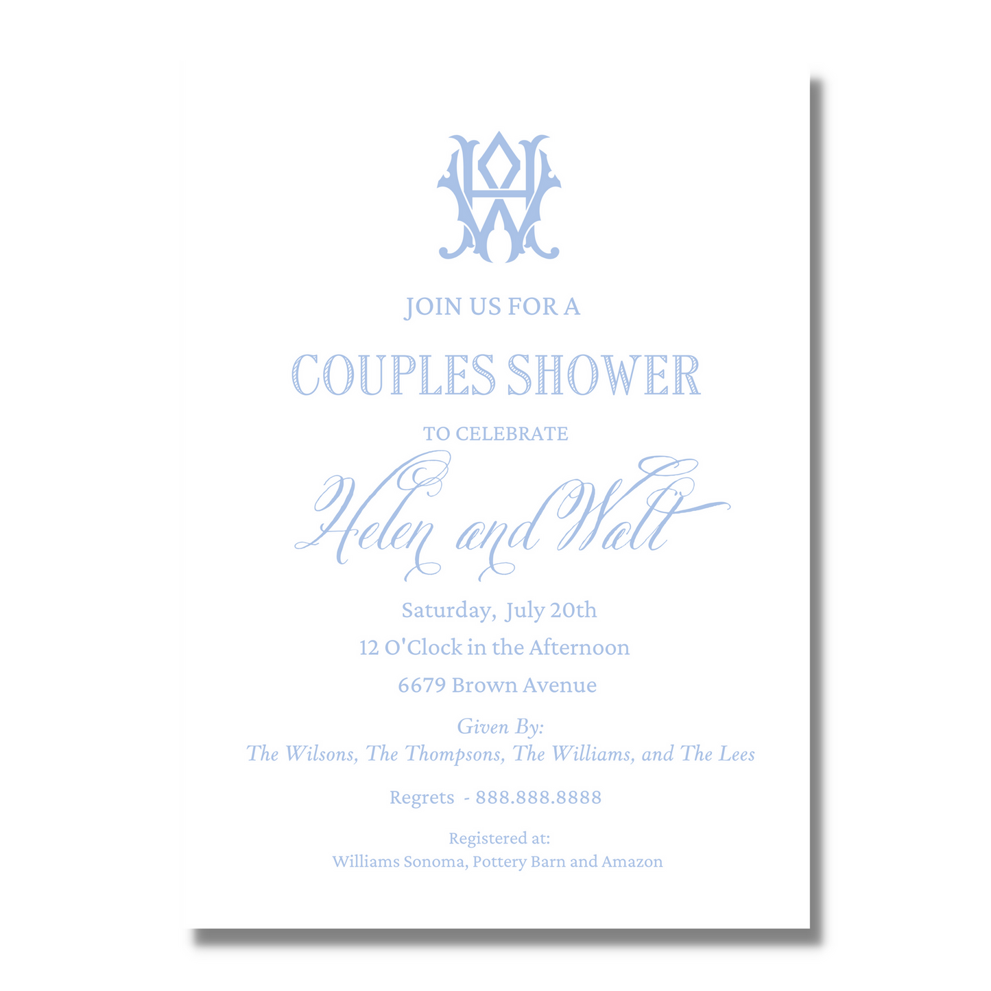 Intertwined Monogram - Bridal Shower Invite