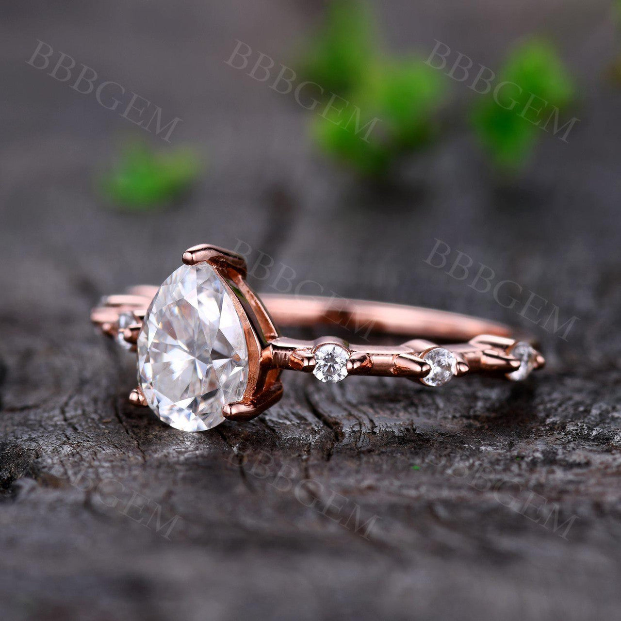 1.3CT Moissanite Engagement Ring Dainty Wedding Band in Rose Gold