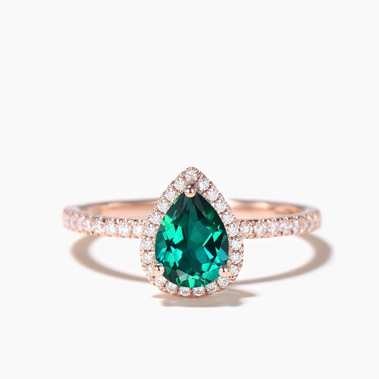 3pcs Pear Shaped Lab Emerald Engagement Ring Set Boulder Statement Ring