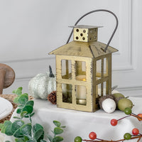 Vintage Antique Gold Distressed Lantern - Small