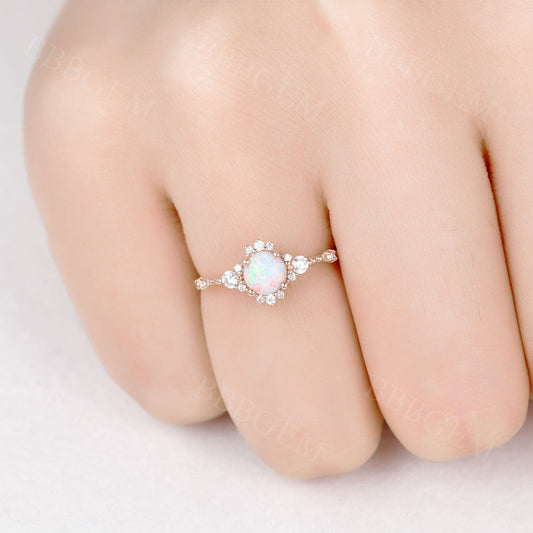 14K/18K Opal Engagement Ring Minimalist LC001