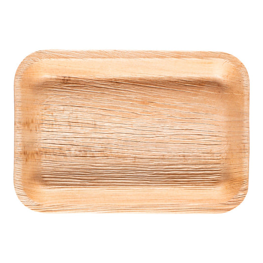 14" x 10" Rectangular Natural Palm Leaf Eco-Friendly Disposable Trays