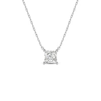 4 Prong Basket Princess Lab Created Diamond Solitaire Necklace