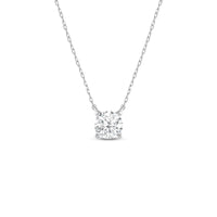 4 Prong Basket Round Lab Created Diamond Solitaire Necklace