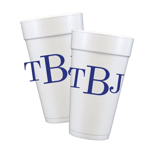 Block Font Monogram Styrofoam Cups