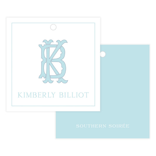 Chic Monogram Outlined Square Hanging Gift Tag