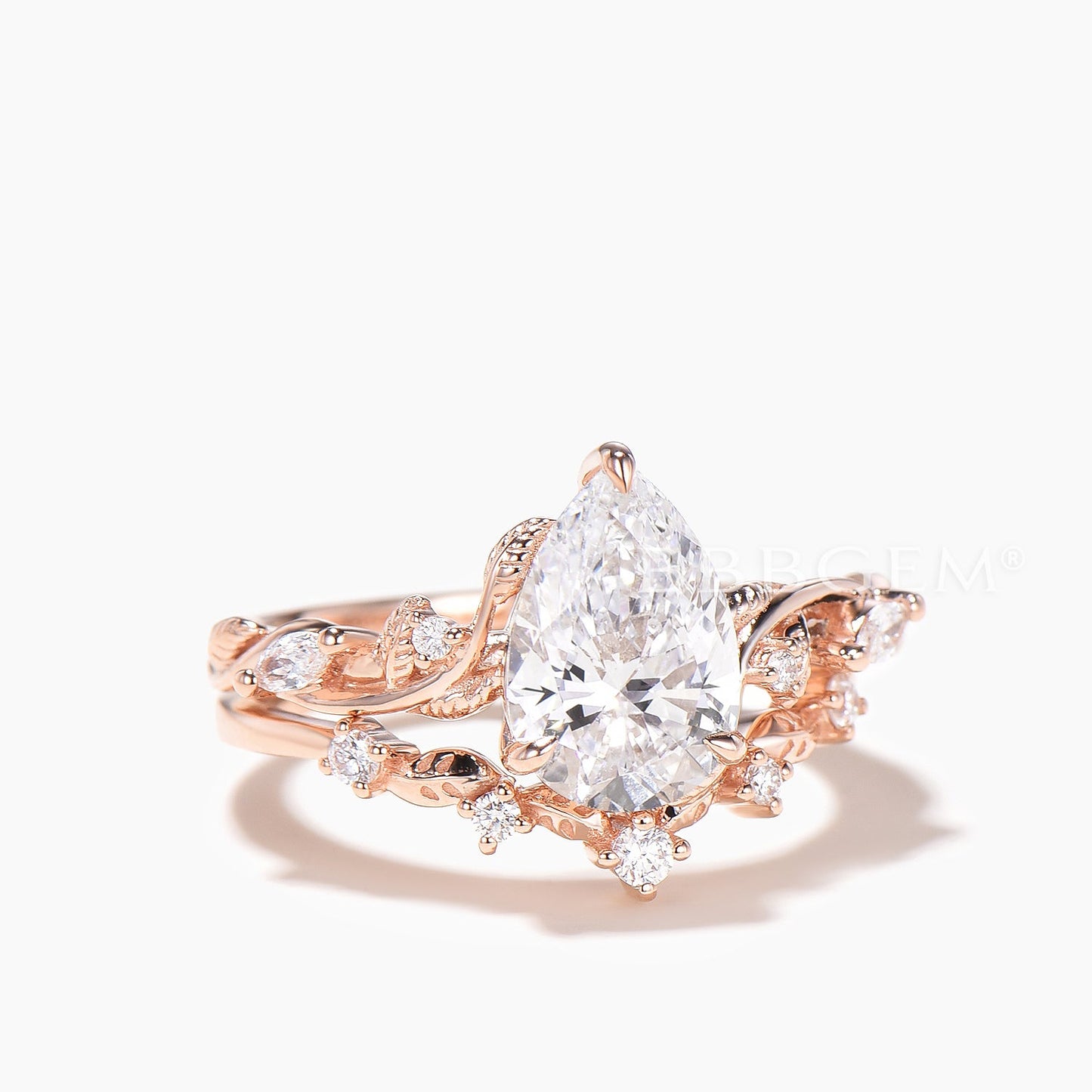 2CT Pear Cut Lab-grown Diamond IGI Certificate Wedding Ring Diamond Bridal Set