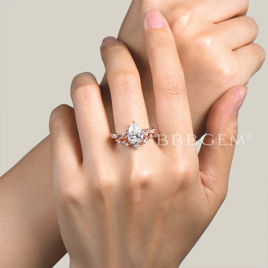 2CT Pear Cut Lab-grown Diamond IGI Certificate Wedding Ring Diamond Bridal Set