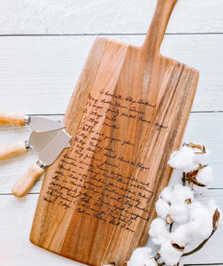 Engraved Handwritten Recipe Cutting Board