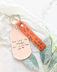 Custom Leather Handwriting Keychain