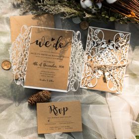 We Do Rustic Wedding Invitation With Laser Cut Pocket Swws146