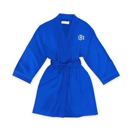 Personalized Junior Bridesmaid Satin Robe With Pockets - Royal Blue