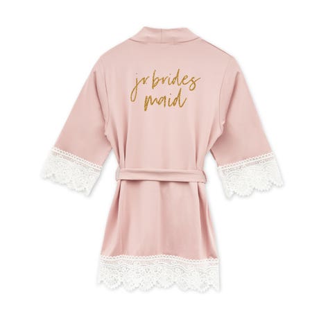 Custom Printed Child Jersey Knit Robes with Lace Trim - Jr Bridesmaid