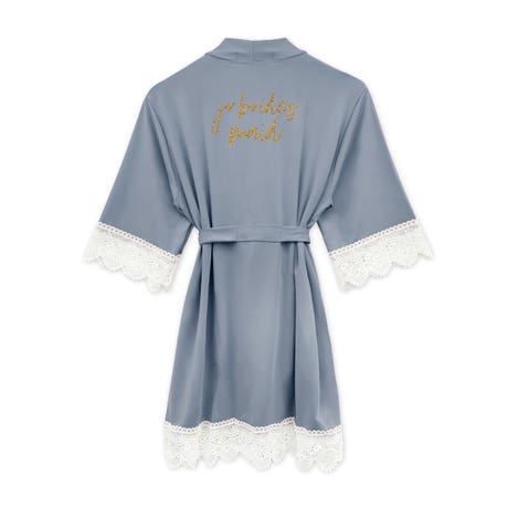 Custom Printed Youth Jersey Knit Robes with Lace Trim- Jr Bridesmaid