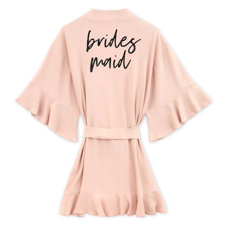 Women's Custom Printed Ruffle Hem Robe - Bridesmaid