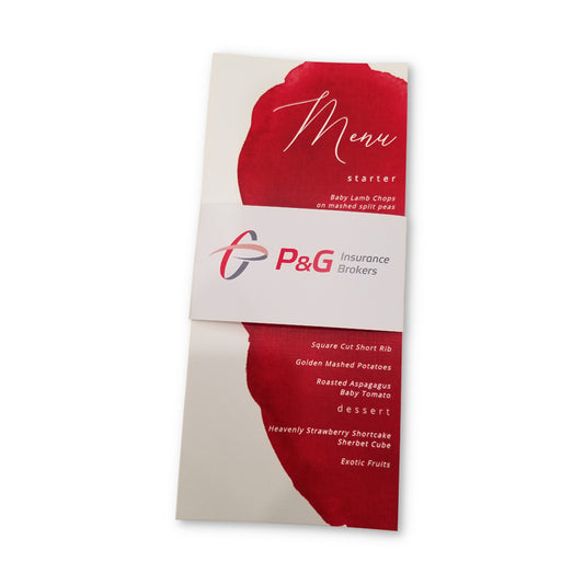 Red Watercolor Menu Card With Wrap