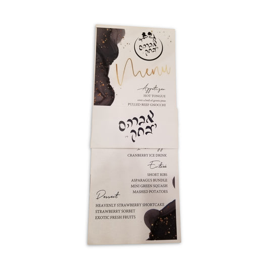 Black Watercolor Menu Card With Personalized Band