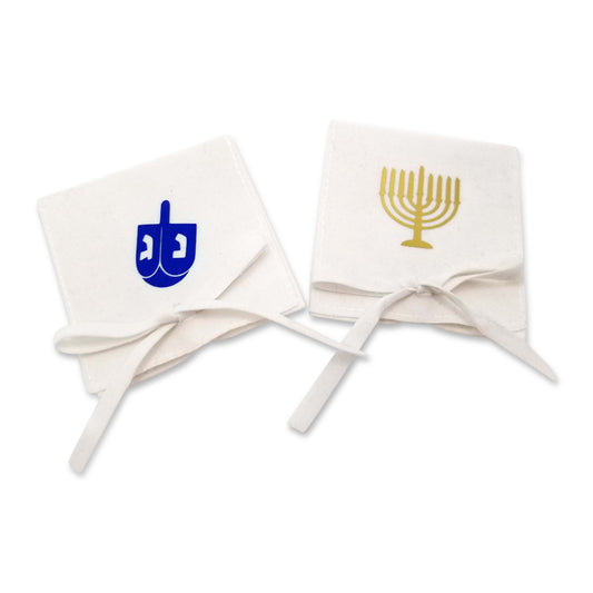Suede Mini Pouches With Menorah Or Dreidel Design