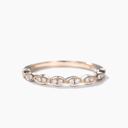 Diamond Yellow Gold Wedding Ring Marquise Art Deco