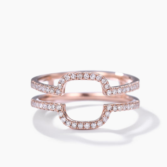 Diamond Rose Gold Wedding Ring Double Curved U Enhancer