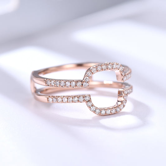 Diamond Rose Gold Wedding Ring Double Curved U Enhancer