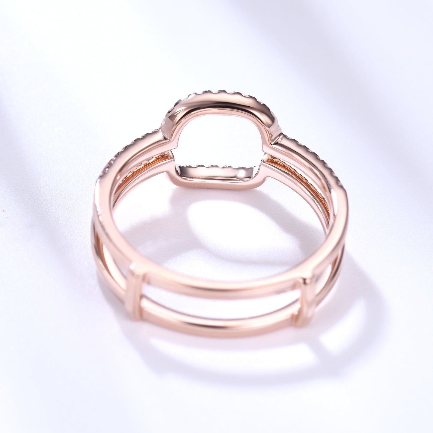Diamond Rose Gold Wedding Ring Double Curved U Enhancer