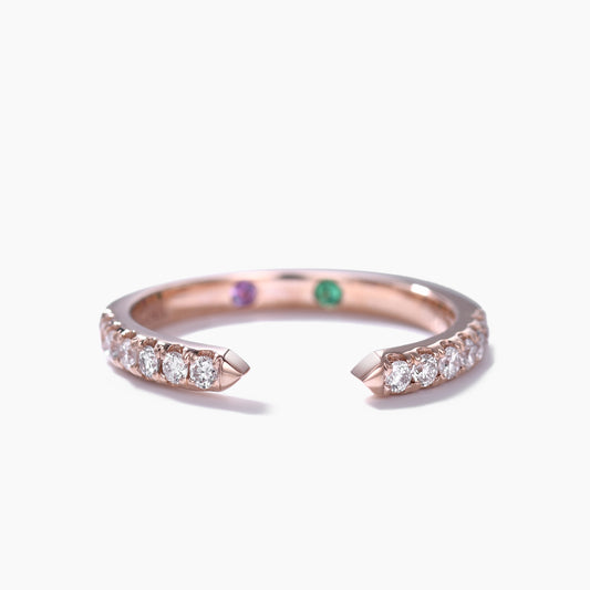 1.5mm Moissanite & Diamond Wedding Ring Unique Matching Wedding Bands Custom Family Ring