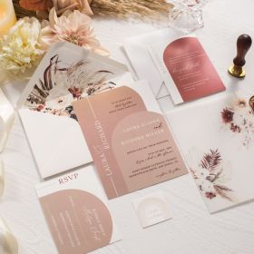 Blooming Elegance: Floral Design Vellum Pocket With Arch Invitation Card Swpi142