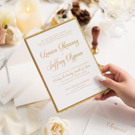 Sparkling Glamour Invitation With Glitter Gold Backer And Foil-Stamped Bellyband Swi076