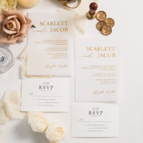 Golden Radiance Foil Printed Vellum Invitation Swi077