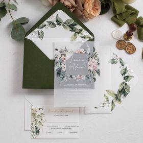 Perfect Fusion Of Modern Elegance And Nature'S Botanical Bliss Vellum Invitation Swi080