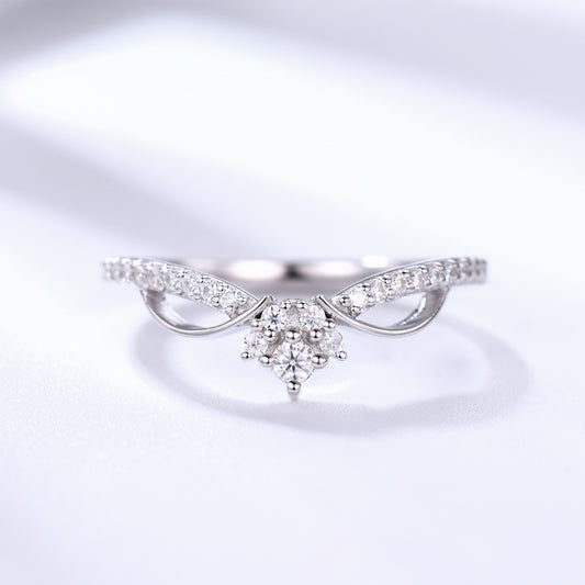 Diamond Rose Gold Wedding Ring Cluster Chevron