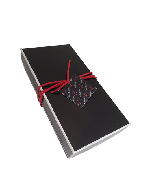 Black Two Tone Gift Box 9 X 4 1/2 X2, Free Personalized Tag Included. (Cord Is Optional)