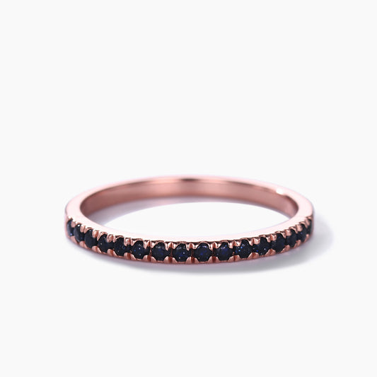 Galaxy Blue Sandstone Wedding Ring Half Eternity 2mm Stacking Band for Women