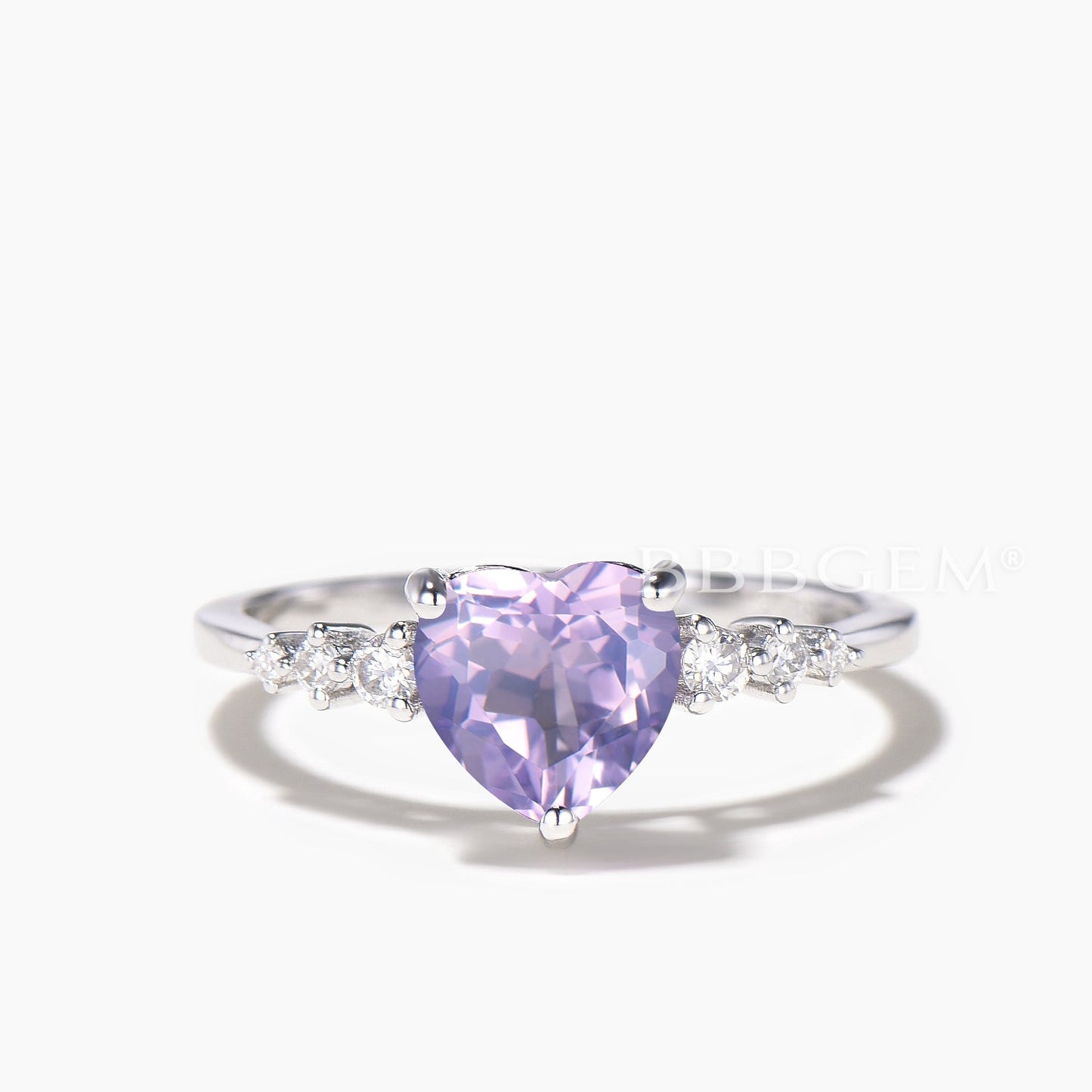 1.2CT Heart Cut Natural Lavender Amethyst Engagement Ring Diamond Bridal Set