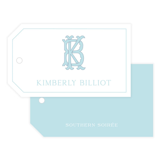 Chic Monogram Outlined Horizontal Gift Tag