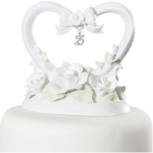 25th Anniversary Heart Cake Topper