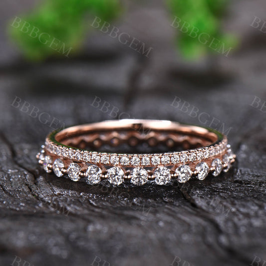 2MM Moissanite Full Eternity Band Solid Yellow Gold Antique Ring for Women